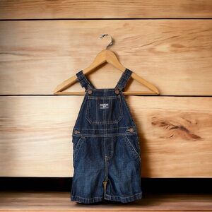 OSHKOSH B'gosh Dark Wash Denim Overall Shorts 24 Months Adjustable Straps Baby